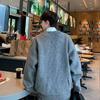 Autumn Winter 2025 Men's Casual Retro V-Neck Cardigan Sweater - Solid Color Knit Outerwear