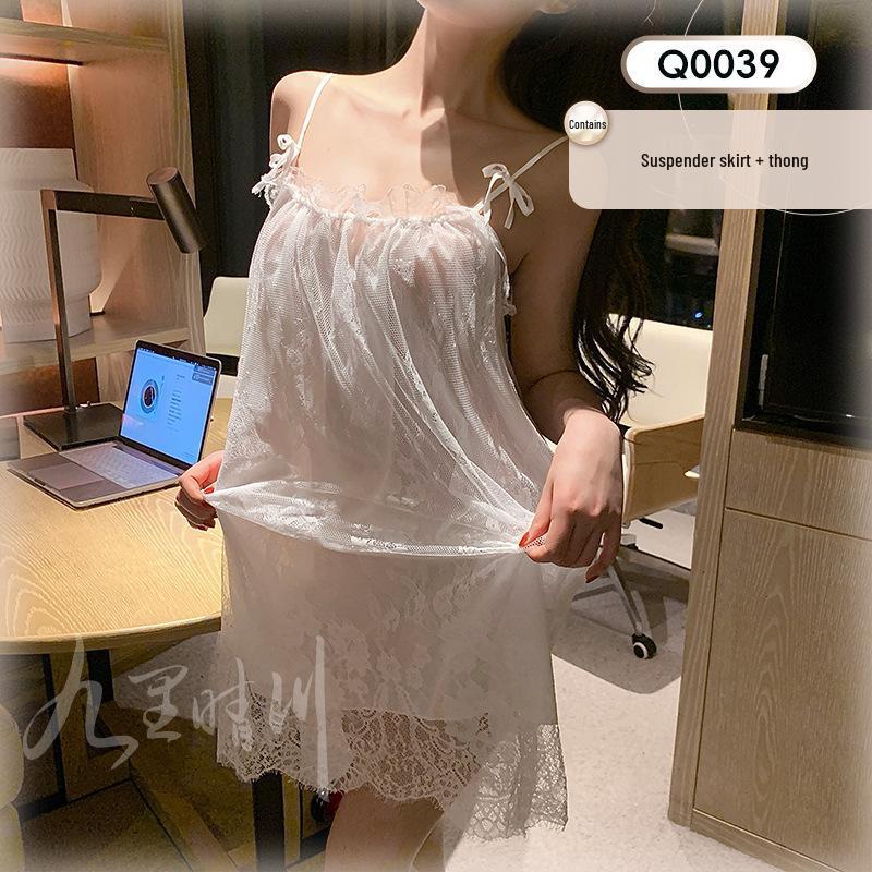 Jiuli Qingchuan Sexy Sheer Lingerie Set - Pure Desire See-Through Pajamas with Webbing Fun.