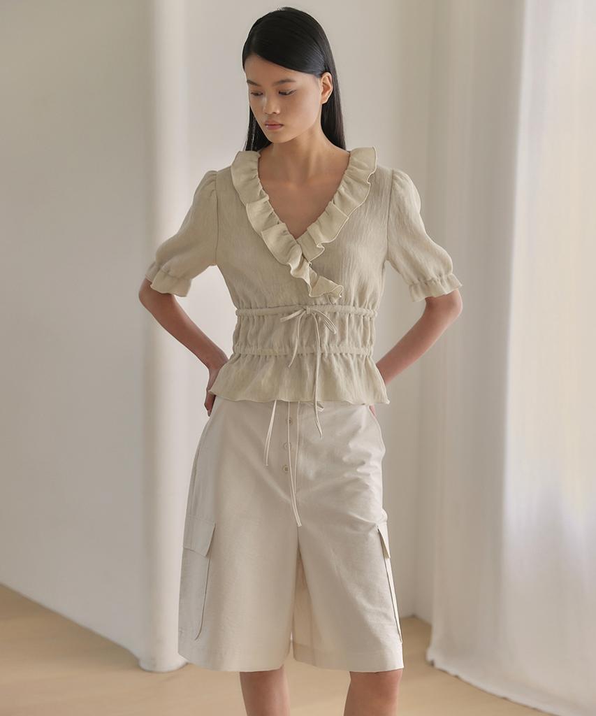 OURO French Frill Blouse [ Cream ]