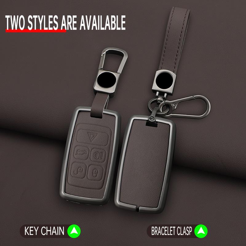 Car Zinc Alloy Leather Key Cases Holder Cover for Land Rover Range Rover Discovery 5 LR2 LR4 Sport for JAGUAR XE XF XJ F PACE