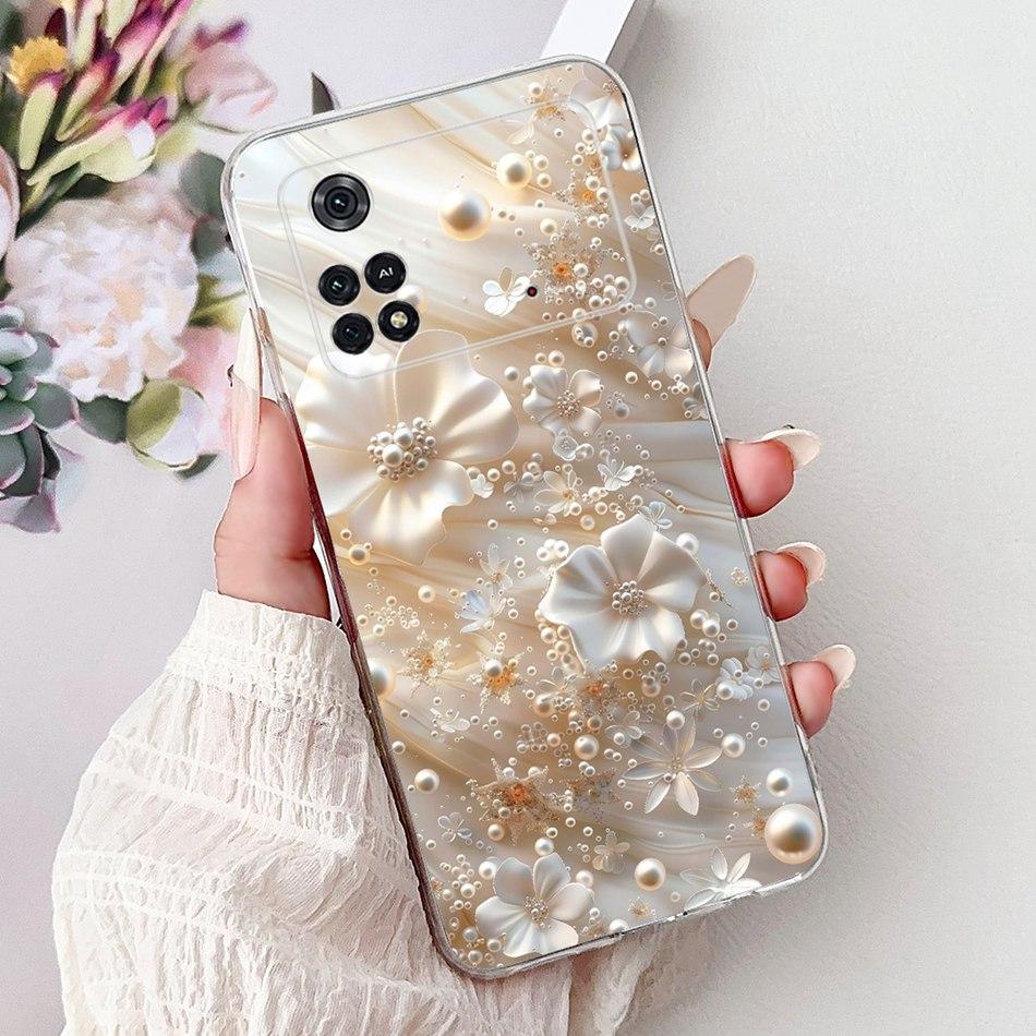 For Xiaomi Poco M4 Pro Elegant Floral Butterfly Phone Case For Xiaomi Poco M4 5G PocoM4 Pro 5G 4G Soft Silicone TPU Cases