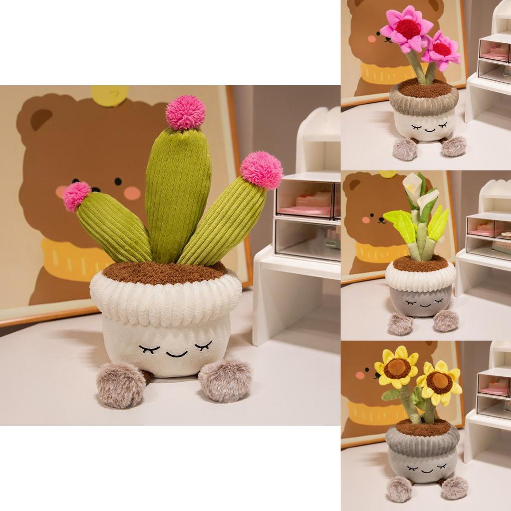 Adorable Plush Sunflower Cactus Potted Plant Doll For Cozy Home Decor And Gifts