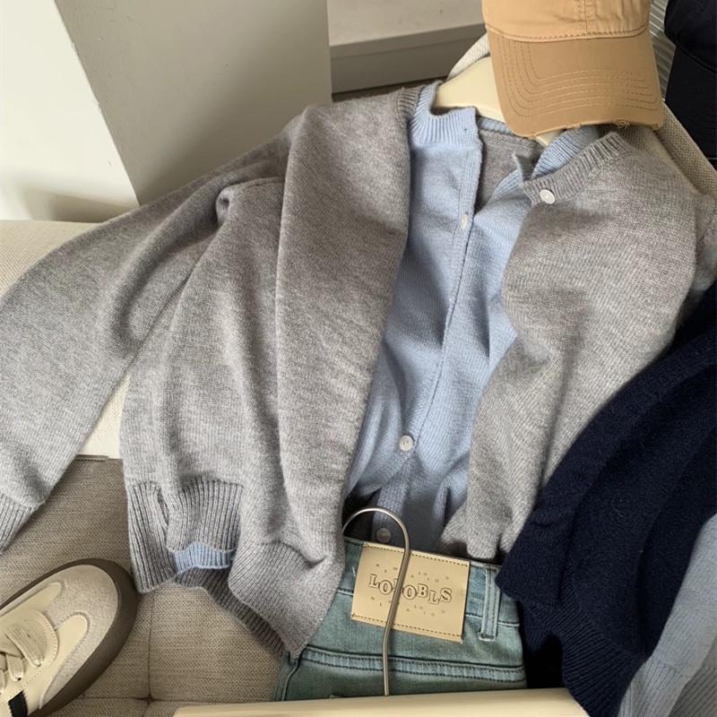 Korean Patchwork Color Block Knit Cardigan - Women's 2026 Autumn/Winter Loose Layering Sweater Jacket.