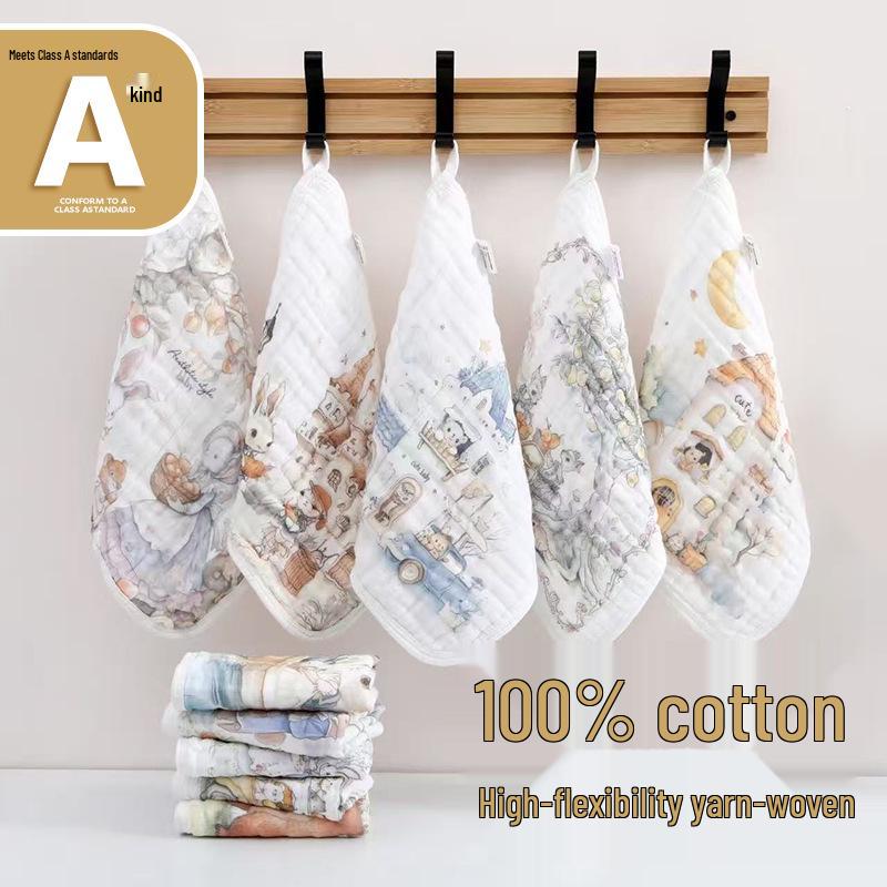 Cartoon Soft Absorbent 6-Layer Children's Gauze Bath Towel - Pure Cotton Baby Washcloth