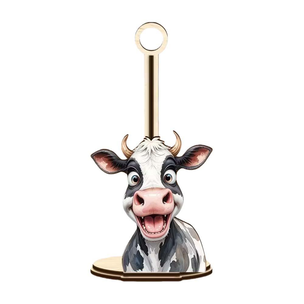 

Animal Themed Kitchen Towel Rack Wooden Roll Paper Standing Rack Animal Wooden Tissue Holder Party StyleA 26cm