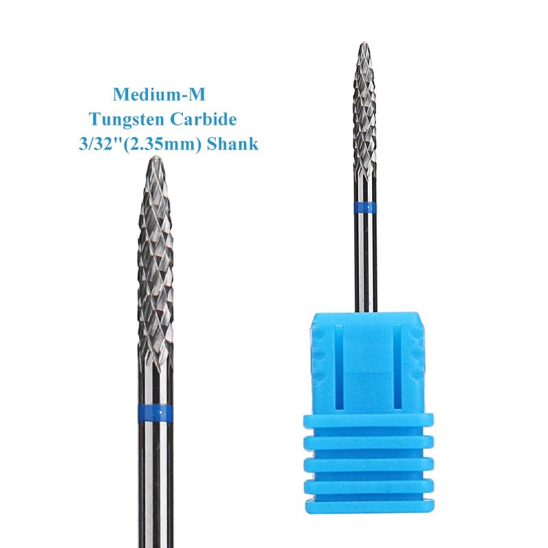 

1 шт., конусное сверло для ногтей из карбида вольфрама 3/32 дюйма, вращающиеся фрезы для маникюра, аксессуары для электродрелей, инструмент для фрезерования ногтей