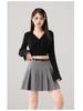 European & American Style Korean Pleated A-line Skirt with Belt - Anti-Exposure, Age-Reducing Short Umbrella Skirt.