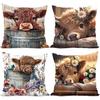 Cow Print Stuff 18x18 Pillow Cover, Throw Pillow Covers Set of 4, Cow Decorative Couch Pillows Protectors Cushion Case Pillowcases, Car Sofa Couch