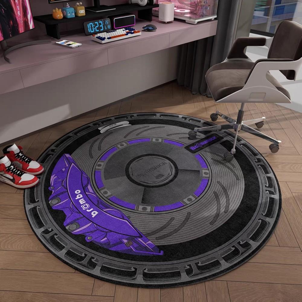 

VIKAMA Bearbrick Car Caliper Rug, Creative Red Motorcycle Themed Circle Rug, Non-Slip Floor Mat for Bedroom Living Room Decor 60x60cm (Diameter)