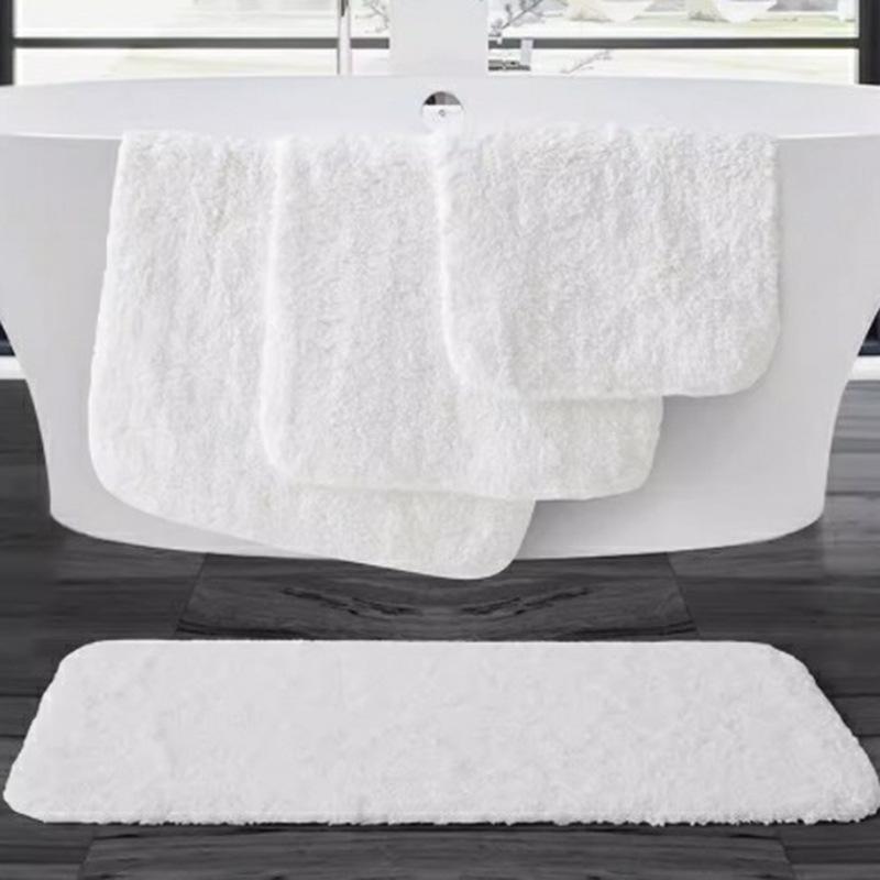 Hotel Bathroom Long Hair Floor Mat Absorbent Mat Machine Washable Solid Color Simple Toilet Floor Mat