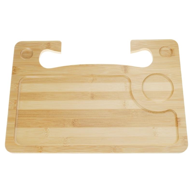 

Утолщенный бамбук Поднос-столик на руль автомобиля Двойное использование в качестве обеденной тарелки и подставки для ноутбука Легкая установка Съемный 1