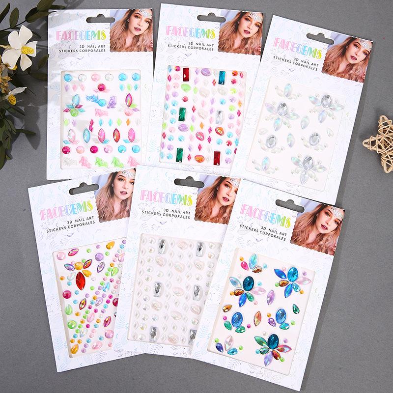 Stage makeup facial diamond stickers water drops teardrop facial diamond stickers girl stage diamond stickers