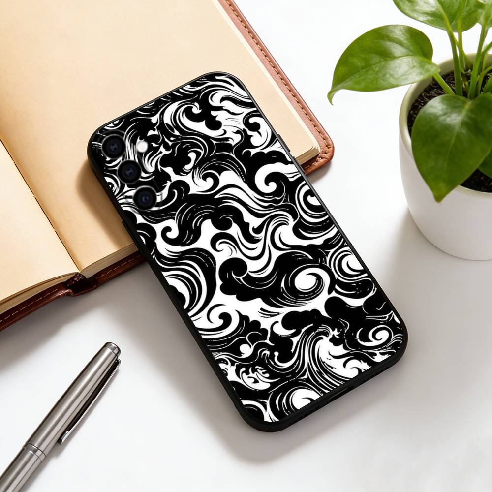 

Geometric figures Phone Case Black Silicone Soft For Samsung Galaxy A73,A72,A71,A70,A53,A52,A51 Samsung a21s