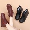 Soft leather mother cotton shoes winter new flat soft sole women's shoes medium velvet comfortable warm short boots