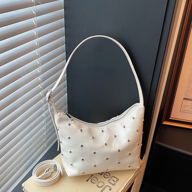 Patent Leather Rivet Underarm Bag One Shoulder Crossbody Women's Bag