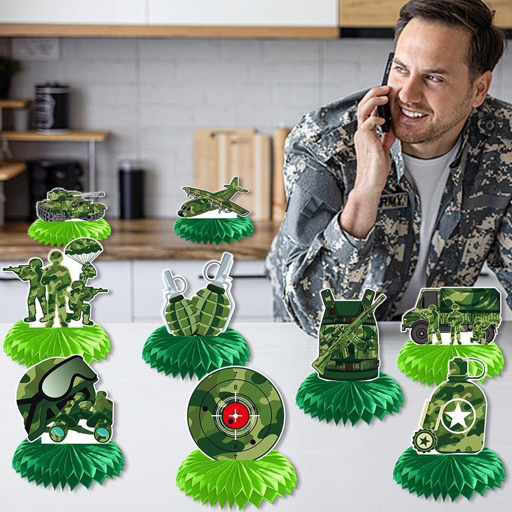 Style Honeycomb Military Tabletop Decor For Kids Party Venue Decorations Event