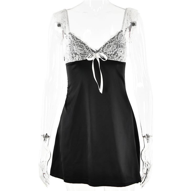 

Европа и Америка Трансграничный 2023 Лето Новое поступление Кружево Кружево Пэчворк Юбка на бретелях Женская Сексуальная Юбка с открытой спиной Чистое желание Black S