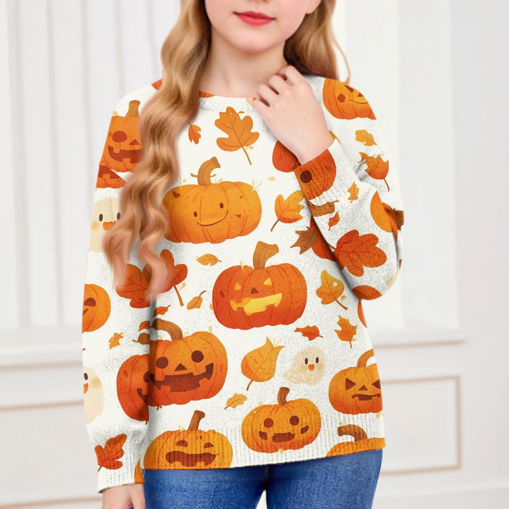 Halloween Day Sweatshirts For Children Boys And Girls Knit Sweater Cute Shirt Fall Crewneck Pullover Tops