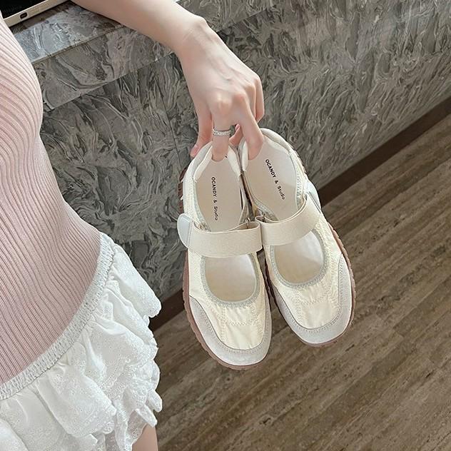 Sheepskin Mary Jane runaway breathable Velcro ballet Mary Jane single shoes women's 2025 summer new sandals outer wear