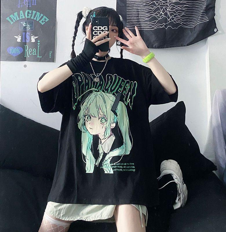 Cartoon Graphic Printed T-shirt Women Men Oversized Y2k Short Sleeve High Quality Streetwear Harajuku Male Female Clothing