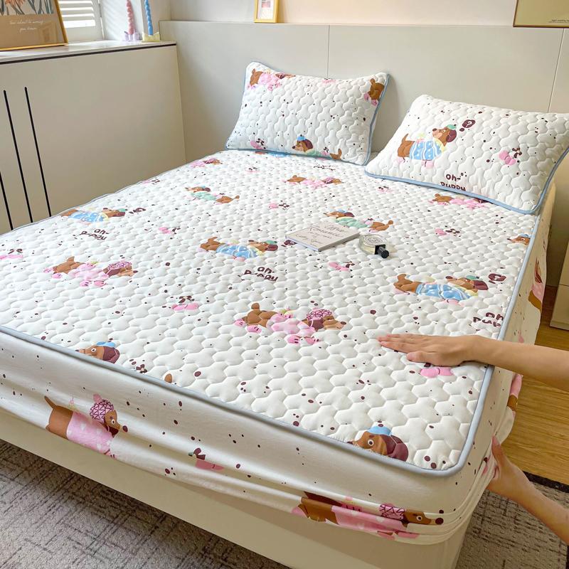 Quilted Mattress Cover Simple Print Bed Cover Thickened Fitted Sheet Home Elastic Bed Linen fundas de colchón (No Pillowcase)