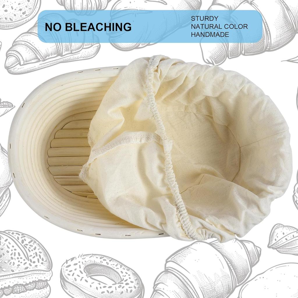 3Pcs Banneton Bread Proofing Basket, 10 inch Oval Banneton Basket,Sourdough Proofing Basket,Bread Bowl Handmade Rattan Baskets and Liners for
