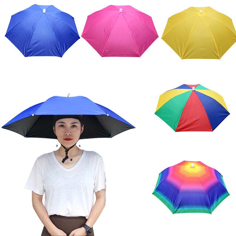 1 Stück Regenschutz Kopfbedeckung Schirmmütze Kopfschirm mit Gummiband Wasserdichter Sonnenschutzhut Schirm für Camping Wandern