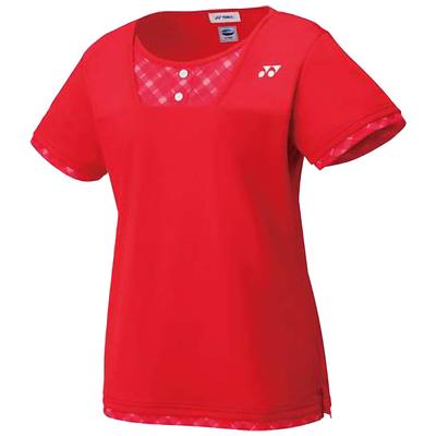Yonex Slim Fit Tennis-Spielshirt in Sunset Red, Größe O (entspricht japanischer Größe), Damengröße, 20498, (496), (entspricht 2L)