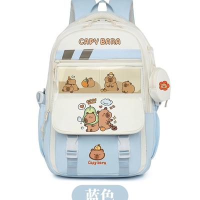 Mochila escolar, mochila para ensino fundamental, mochila com capivara de desenho animado, mochila de grande capacidade com redução de peso, bolsa para dor no ensino médio