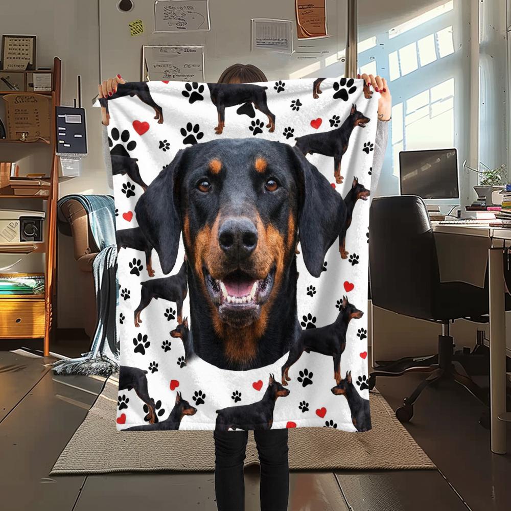 1PC Cute Pet Puppy Print Flannel Blanket, High quality All Seasons, Home Decor, Warmth and Comfort, Perfect for Christmas Gifts