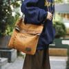 Retro style single shoulder bag  deer skin stitched together  versatile courier bag  leisure time  workwear style