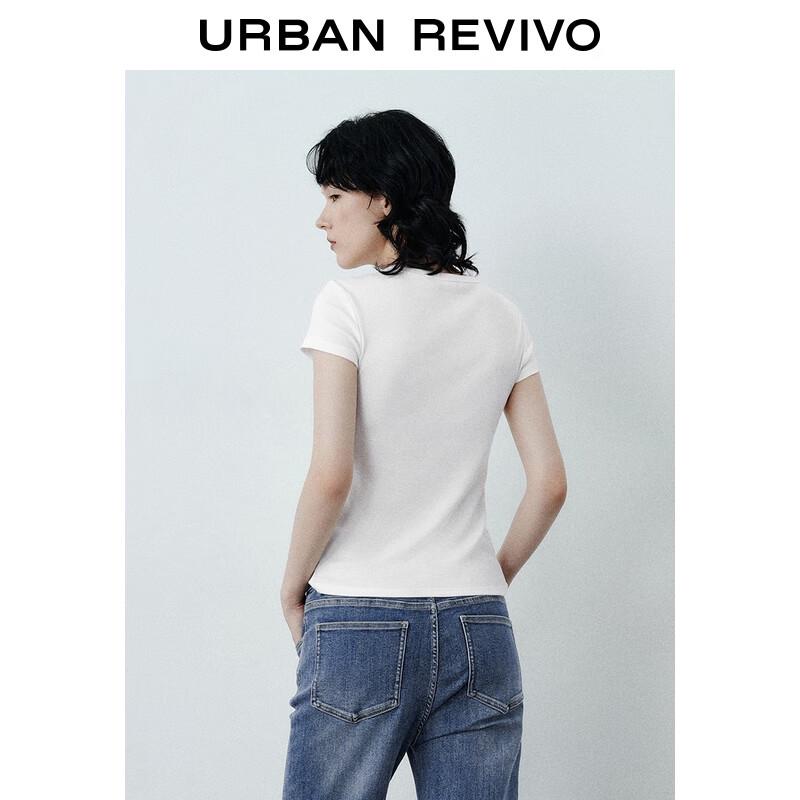 UR 2025 Autumn Women's Letter Print Round Neck Slim T-shirt UYY450276
