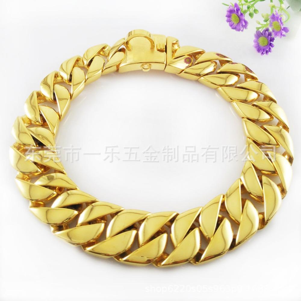 32Mm Stainless Steel Pet Supplies Dog Collar Bully Dog Collar Durbin Cuban Chain Dog Neck Collar Chain