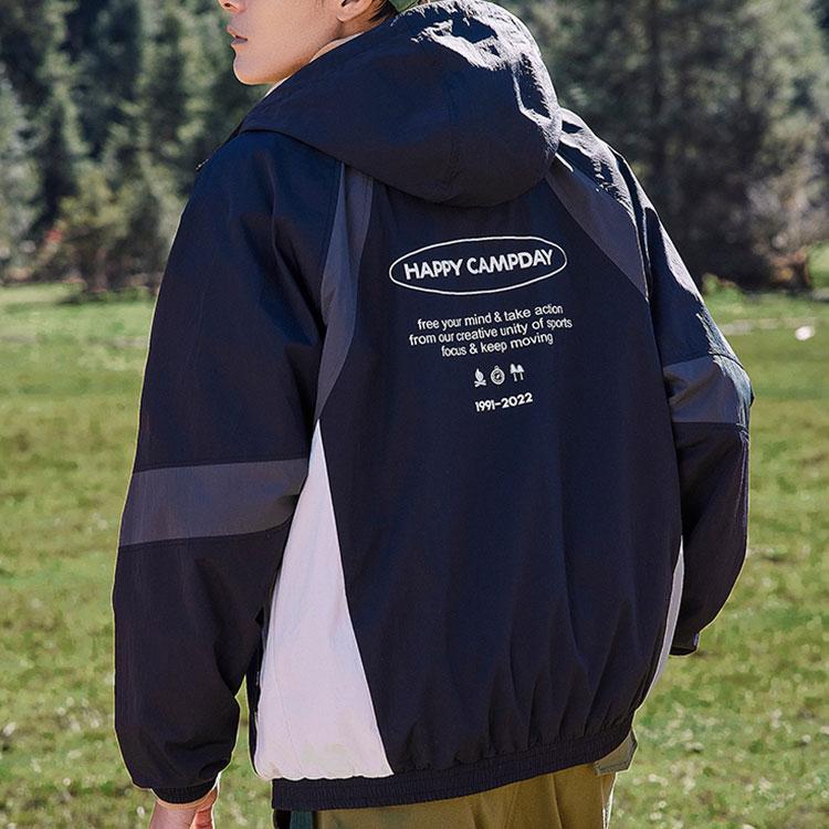 Anta Life Series Color Block Zip-Up Hooded Jacket Unisex Jackets Black 952218641-3