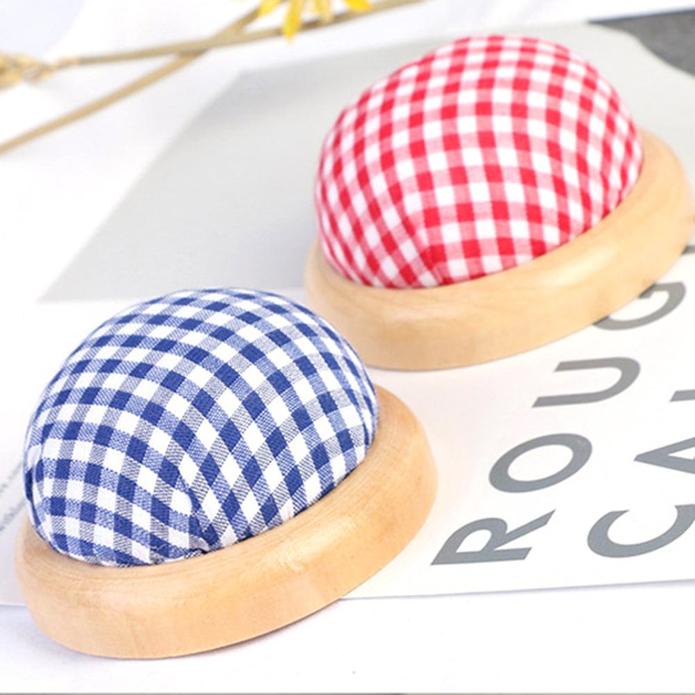 Needlework Fabric Wood Bottom Storage Pin Cushion Needle Pillow Sewing Accessories Needle Holder