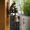Hexe Dackel Willkommen Türklingel Dekoration Hängende Glocke Retro Metall Außen Vintage Tür Gusseisen Essglocke für Hof Garten