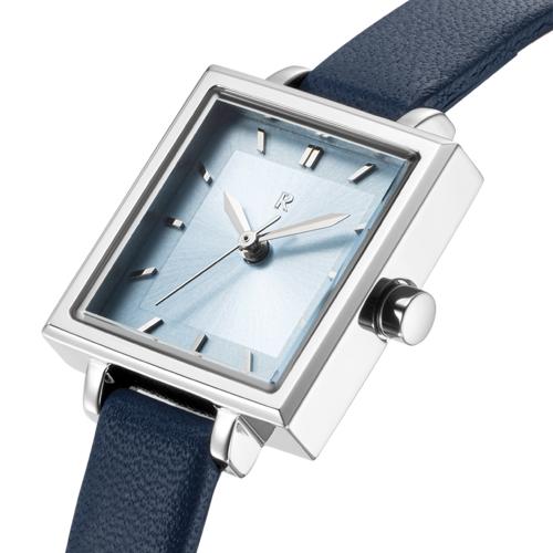 [ROMANSON] ROMANSON Renata Full Square R Blue Leather Watch RWRLLL5BF012WHBL0
