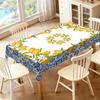 Sommer Zitronenblumen Rechteckiger Tischdecke für Tischdekorationen Aquarell Zitrone Blaue Fliesen Druck Tischdecke Feiertagsparty Dekor