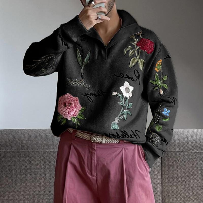 

INCERUN Мужские толстовки с длинным рукавом и цветочным принтом, гладкие, повседневные, свободные, с капюшоном S