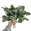 5Pcs Artificial Eucalyptus Leaves with Fruits Realistic Fake Greenery Plants DIY Floral Arrangements Table Centerpiece Decoration
