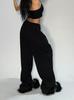 High Waist Wide Leg Pants with Drawstring Loose Fit Long Trousers Relaxed Fit Casual Style for Women Men Unisex Streetwear
