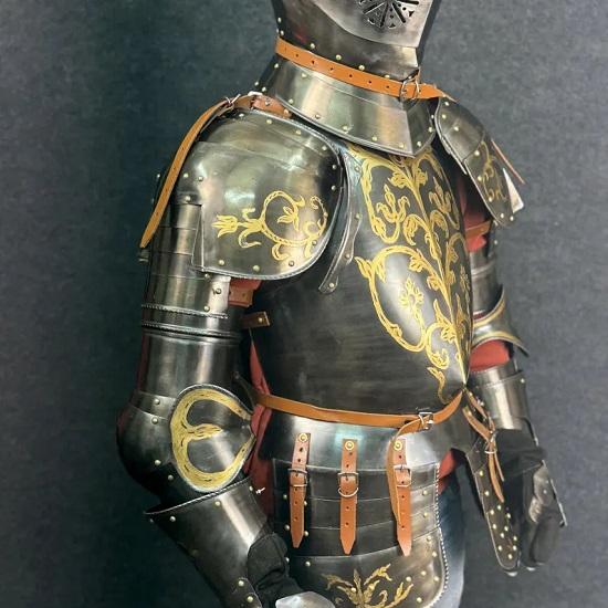 Renaissance Foot Combat Armor Classic Steel Sabatons Armor Wearable Half Body Armor Suit LARP, Cosplay  Display Suit