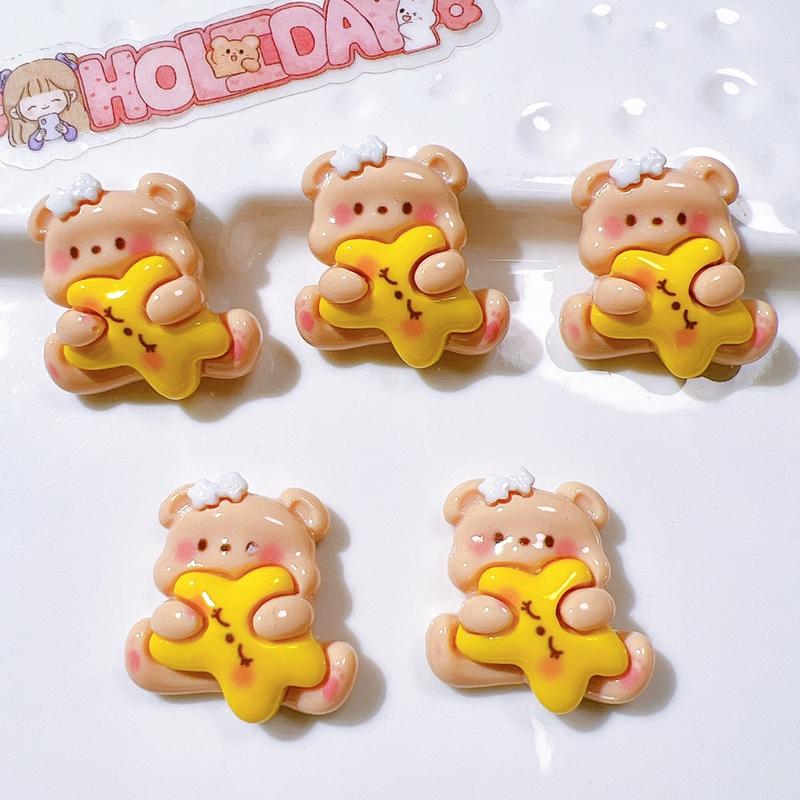 10Pcs New Kawaii Cartoon Animal Good Night Little Bear Series Resin Scrapbook Diy Jewelry Children Gift Hairpin Accessories A83