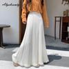 Autumn Winter Women Maxi Long Tassel Knitted Skirt Beige Red Dark Gray Black Knitting Warm Skirt Elegant Fashion Pleated Skirt