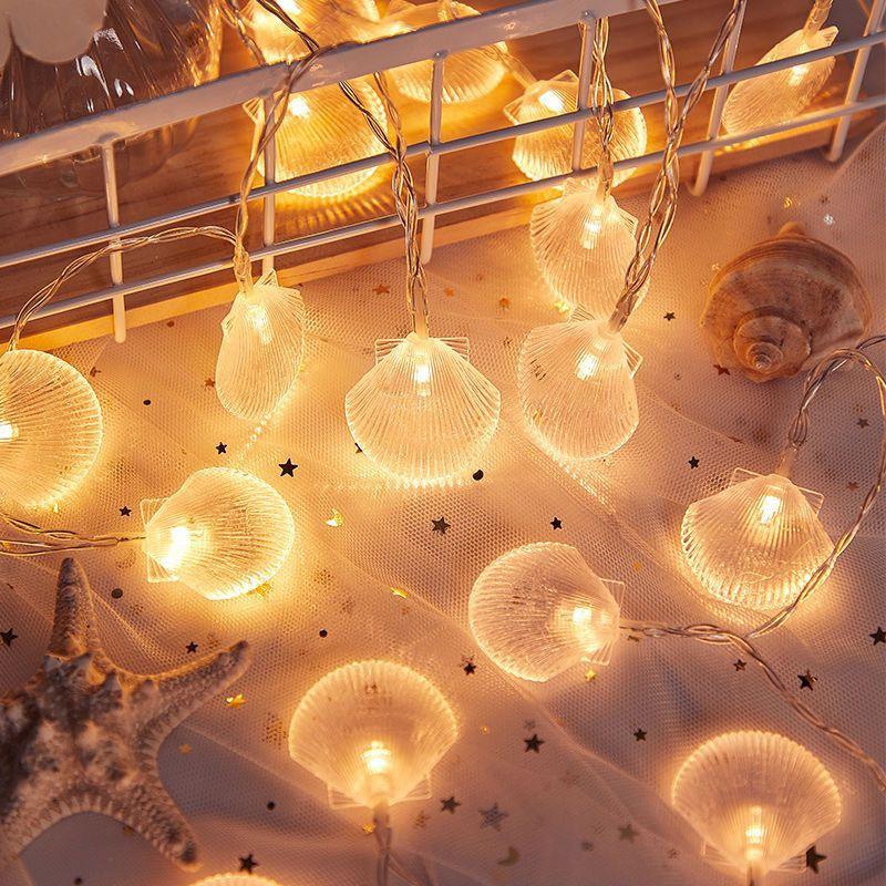LED Seashells Light Garland Battery-operated Garland Christmas Ornament Wedding Party Xmas Tree New Year's Decor Fairy Light