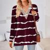 Womens Tops Loose V-neck Contrast Color Split Loose Long Sleeve T-shirt Women's Tops
