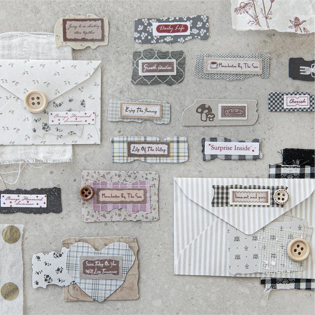 Retro Fragmented Fabric Hand-Tear Base Stickers: Sugar Poetry DIY Journal Collage Pack