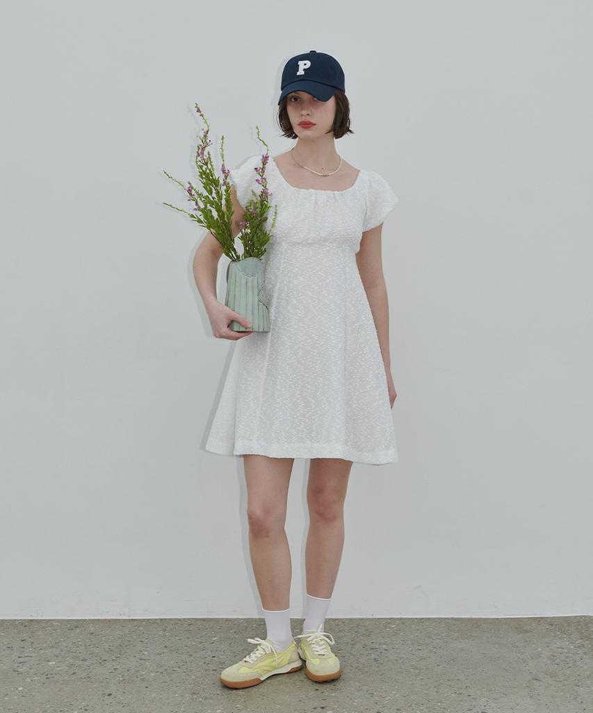 320 Showroom Livia Mini Puff Sleeve Vintage Dress White