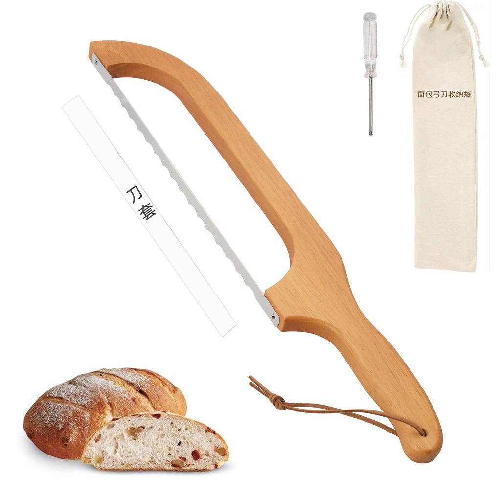 Wooden Bread Knife Saw Sandwich Slicer Method Stick Face Toast Saw Anti Bending Wooden Bread Cutter,Sourdough Bread Slicer