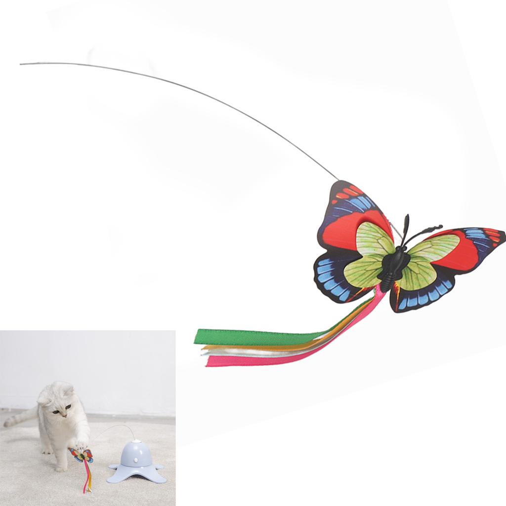 Butterfly Cat Toy Boredom Relief Interactive 360 Degree Rotating Cat Toy with 3 Flashing Butterflies Butterfly
